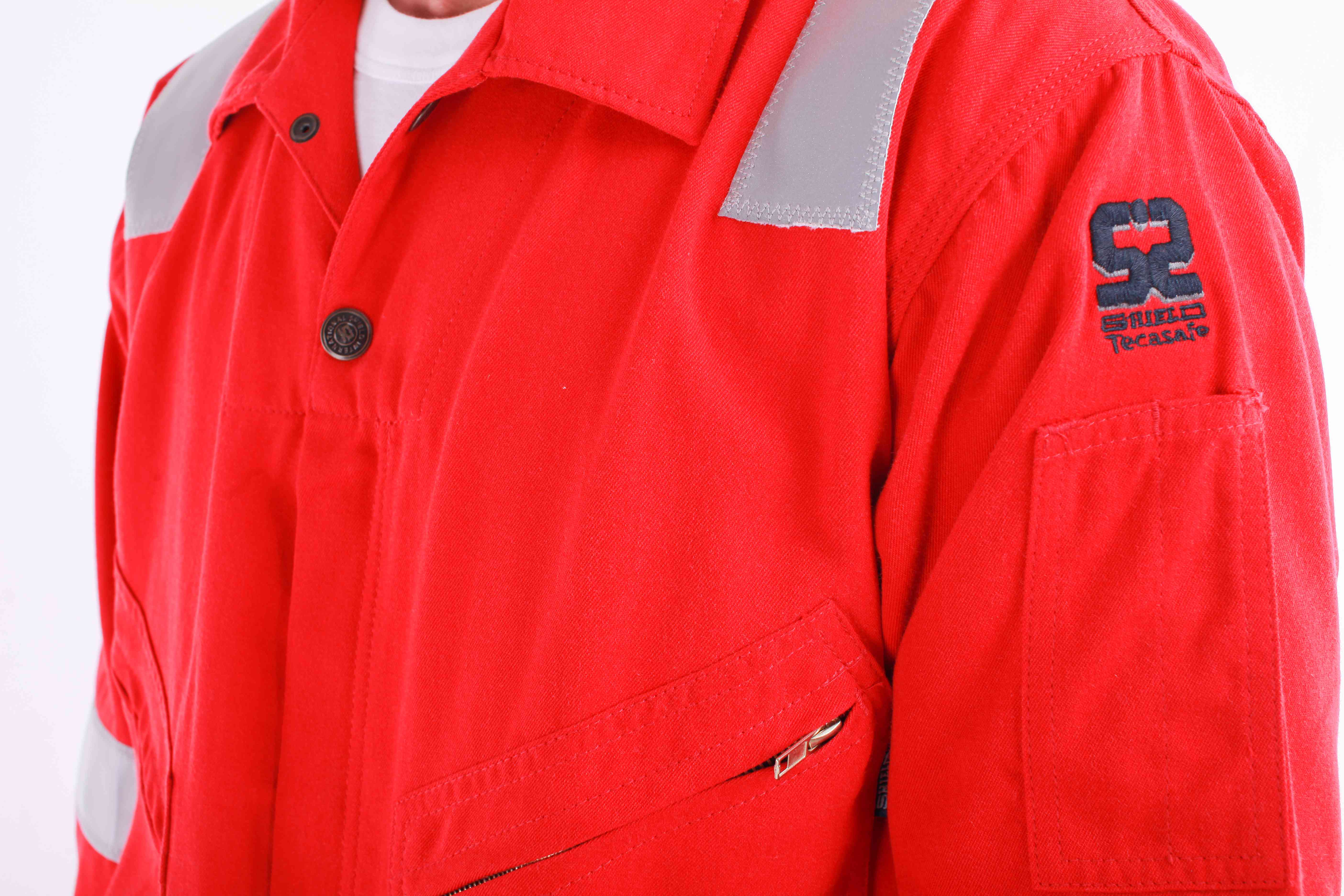 front pocket, reflective shoulder, company logo Shield Offshore Coverall / High Viz Shield International